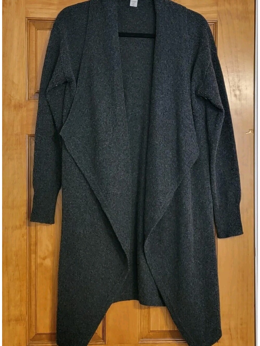 Halogen Womens Cardigan S Gray Cashmere Wool Long Draped Open Front Sweater